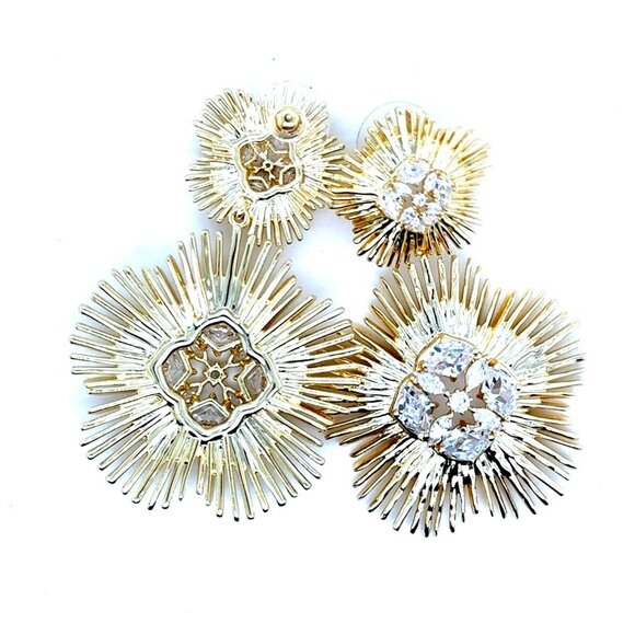 Kendra Scott Dira Gold Crystal Statement Earrings - Picture 3 of 9